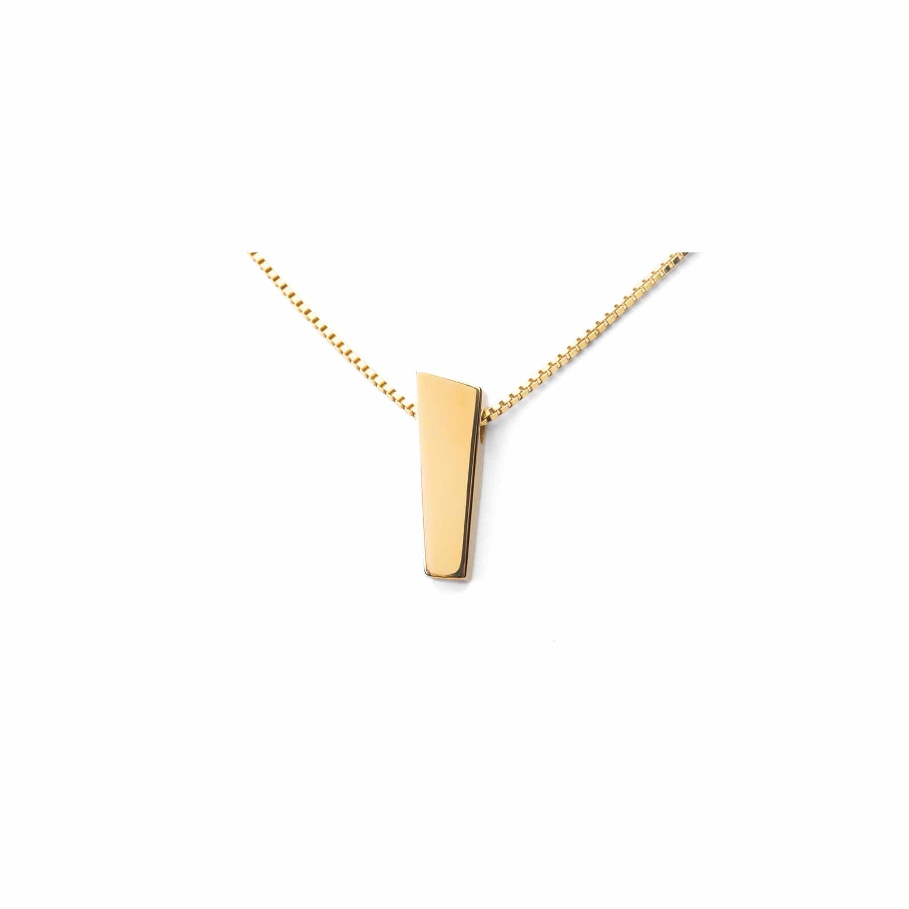 Pendant crafted from 14k gold with a brushed surface