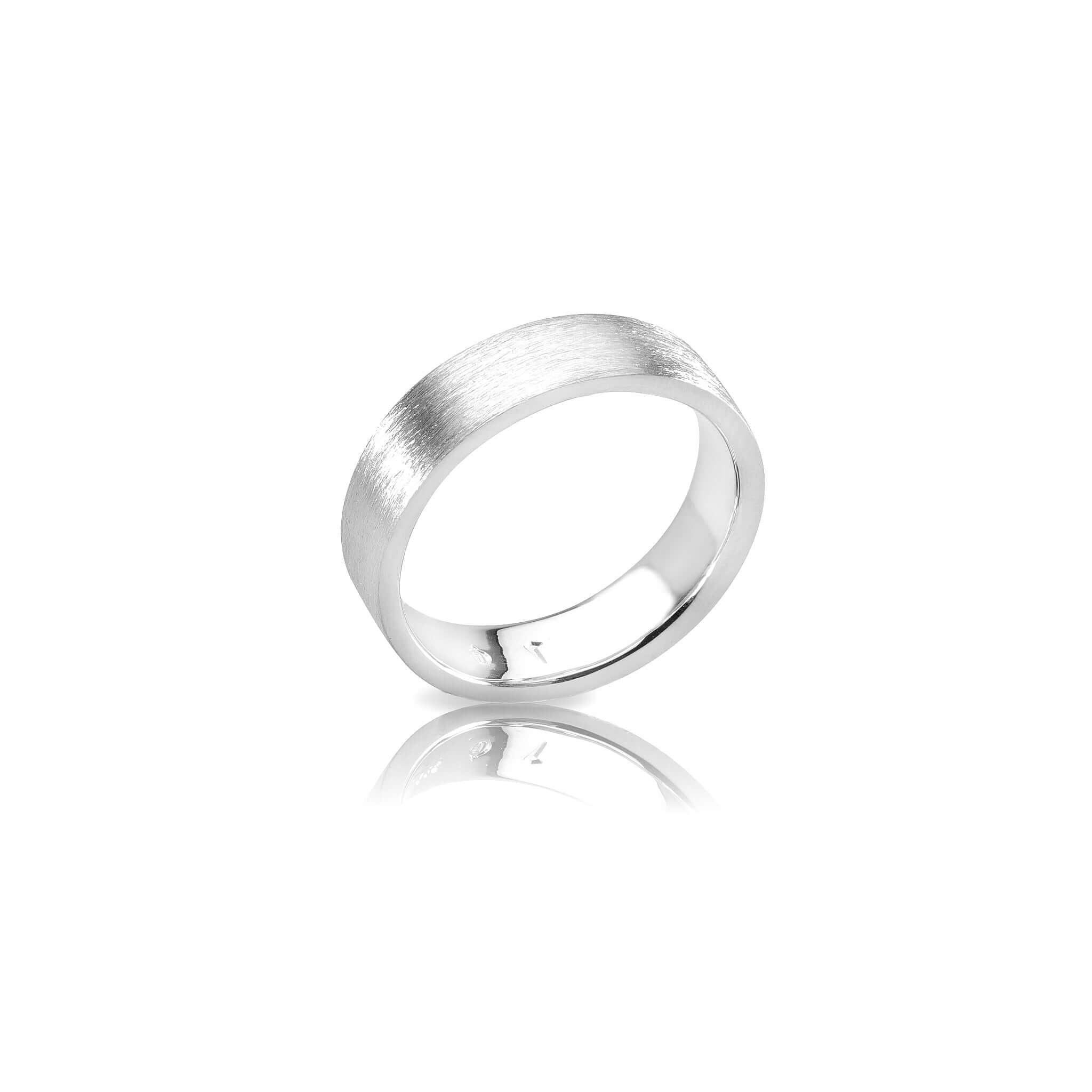 Plain silver ring with a brushed surface